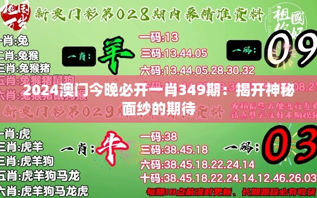2024澳门今晚必开一肖349期：揭开神秘面纱的期待