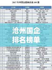 沧州国企排名榜单揭晓,前十强企业榜单